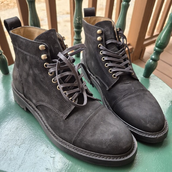 Taylor Stitch Other - Taylor Stitch Moto Boot Black Waterproof Nubuck Leather Mens 10 Welted Preppy